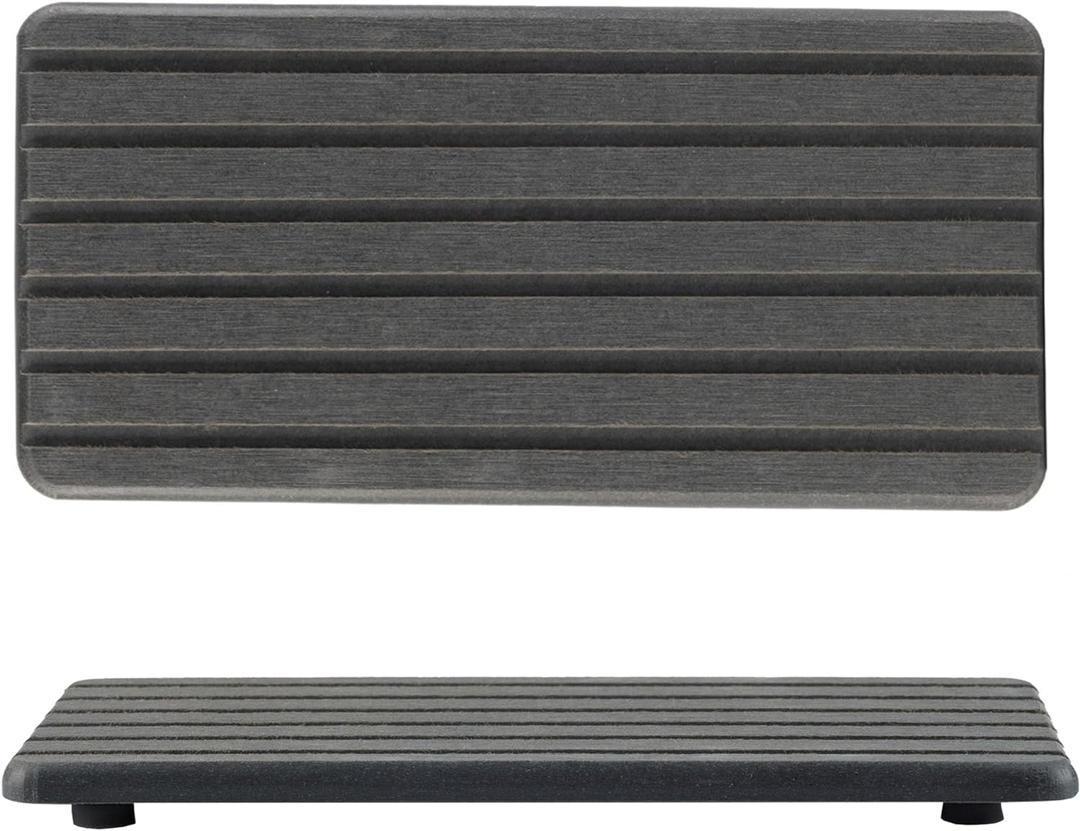 2 PCS Water Absorbent diatomite Coasters, 8.3" x 4" Water Absorbing Stone Tray for Sink, Stone Drying mat for Kitchen Counter, Stone soap Tray Used for Hand Soaps & toiletries & Plants (Dark Grey)