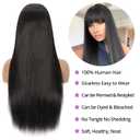 Lativ Straight Human Hair Wigs With Bangs Virgin Brazilian None Lace Front Human Hair Wigs 150% Density Glueless Machine Made Wigs For Black Women (18 Inch, Straight)