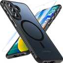 Hensinple Magnetic for Samsung Galaxy A37 5G Case with Screen Protector,A37 5G Case[Compatible with MagSafe] Translucent Matte Military Grade Protection Cover Phone Case for Galaxy A37 5G(Black)