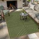 Lahome Neutral Geometric Green Easy Jute Rug, 5x7 Outdoor Rug Washable Carpet for Living Room, Farmhouse Rhombus Non Slip Non Shedding Low Pile Dining Room Carpet for Under Table Bedroom Patio
