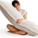 HIGOGOGO Memory Foam Body Pillow, Thickened Large Long Bed Pillow for Adults, Full Body Pillow with Removable Pillow Cover(20x54 Inch),Beige