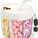 Cute Pill Dispenser with 7 Large Compartments, Portable Pill Bottle Organizer with Wide Opening for Easy Use, Anti-Mix Pill Organizer for Travel, BPA-Free Pill Container, White