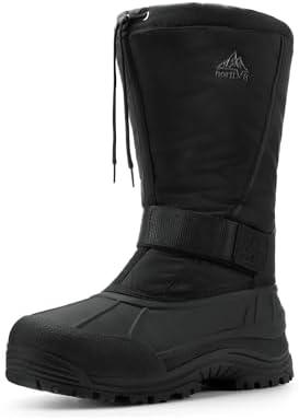 NORTIV Men's Waterproof Winter Snow Boots Insulated Fur Liner Lightweight Outdoor Tall Boots, Size 10 