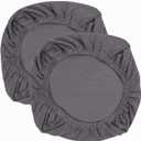 Yikko Soft Stretch Spandex Jacquard Slipcovers, Corn Grain Texture Chair Slipcovers fit for Office,Dining Room,Bar,Wedding Chair Seat Cushions, Washable Removable Home Decor (2, Grey)