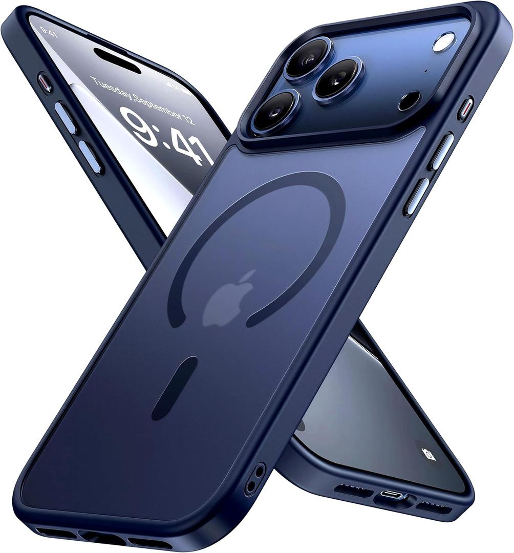 Miracase Magnetic for iPhone 17 Pro Max Case (Compatible with MagSafe) with Screen Protector Military-Grade Protection, Anti-Fingerprint Matte Phone Cover for iPhone 17 Pro Max 6.9 inch, Blue