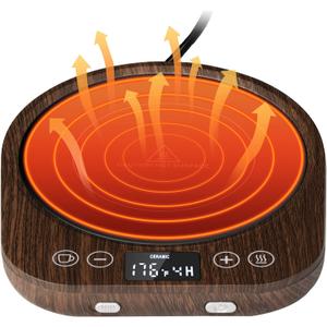 PUSEE Candle Mug Warmer Electric,Auto On/Off Gravity-Induction Coffee Mug Warmer with 9 Temp Settings,1-9 Timer Candle Melter Warmer Beverage Coffee Warmer Practical Portable Warmer for Home & Office (Wood Grain)