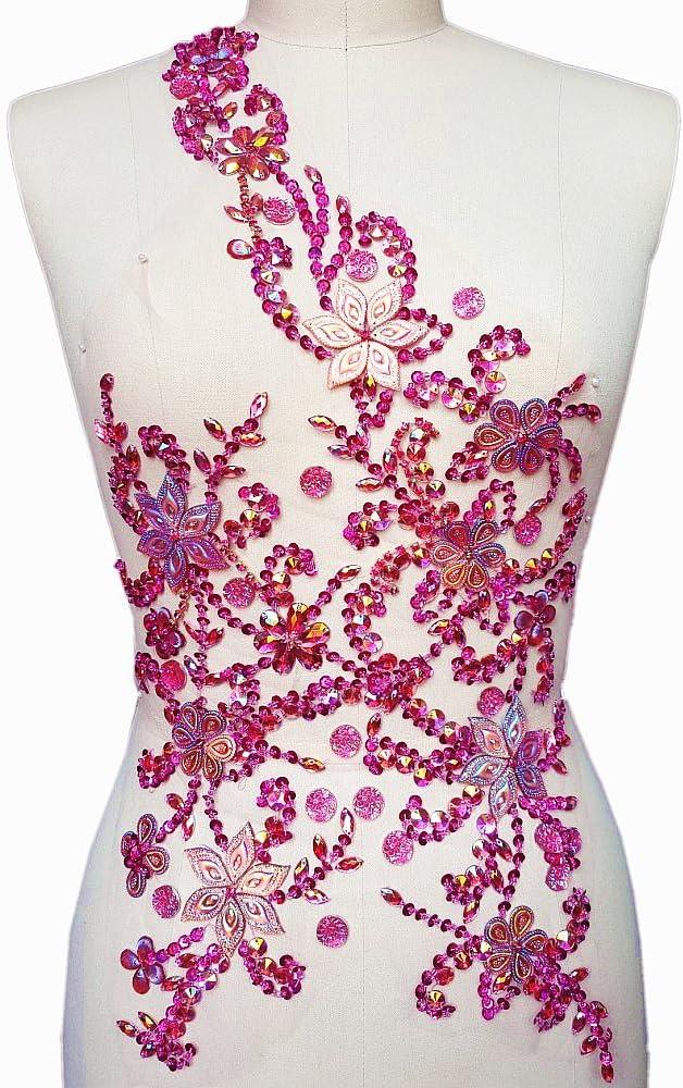 Noble Pure Handmade Beaded Crystal Rose Red AB Patches Sew on Rhinestones with Stones Sequins Beads Applique Designs Patches Sewing for DIY Wedding Dress Trim 30x60cm (Pink) Noble Pure Handmade Beaded Crystal Rose Red AB Patches Sew on Rhinestones with Stones Sequins Beads Applique Designs Patches Sewing for DIY Wedding Dress Trim 30x60cm (Pink)