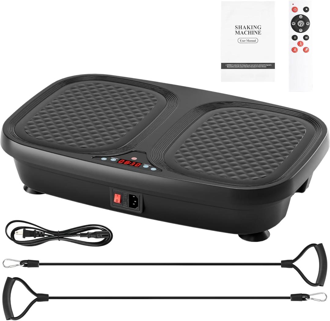 Vibration Plate Exercise Machine - Weight Loss & Toning for Cardio Fitness Home Gym Fitness Equipment for Lymphatic Drainage and Weight Loss Whole Body Workout Shaping (Black)