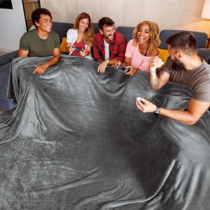 Bedsure GentleSoft Oversized King Big Blanket 120"x120" - Extra Large Soft Fleece Blankets for Bed, Sofa, Couch, Travel, Camping, Party, Giant Huge Throws, 10'x10', Dark Grey