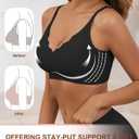 Womens Wireless Bras Push Up Bralette Supportive Everyday Bras Seamless Full Coverage Comfort T-Shirt Bra (Black, L)