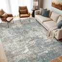 Area Rugs for Living Room: 5x7 Large Soft Washable Rug Modern Abstract Non-Slip Backing Stain Resistant Carpet for Bedroom Dining Room or Home Office Home Decor - Golden Green
