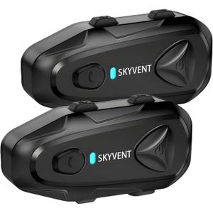 Q4 Motorcycle Bluetooth Communication System Headset Intercom, 4 Riders 1500m Music Sharing, FM, Noise Cancellation, IP65 Waterproof, Dual Pack (Q4)