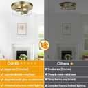 Flush Mount Ceiling Light Fixtures, 2-Light Brass Ceiling Mount for Farmhouse with Seeded Glass Lampshade, Industrial Hall Flush Mount Light Fixture for Hallway, Kitchen, Entryway, Bedroom and Foyer