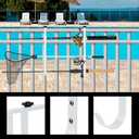 2Pcs White Pool Pole Hangers, Adjustable Heavy Duty Swimming Pool Fence Hooks for Pool Equipment, Skimmers, Leaf Rakes, Nets, Brushes, Vacuum Hose, Garden Tool Organizer