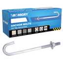 3/4” x 12” J Bolt Anchors (10 Pack) for Concrete with Nuts and Washers, Hot-Dip Galvanized