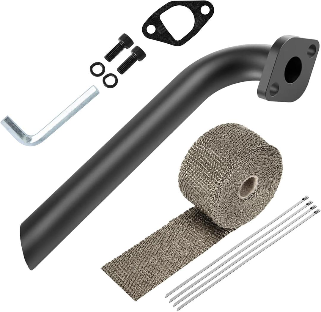 SOFO Mini Bike Exhaust Pipe Header - for Predator 212cc 224cc 196cc Fit for Baja Warrior Coleman BT200X CT200U-EX for Honda GX160 GX200 6.5HP Engines Go Kart ATV Performance Parts w/Heat Shield Tape