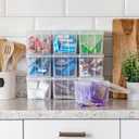 IRIS USA Vertical Plastic Flip Top Storage Containers Bins with Lids for Pantry, Home, Office, Organization, Small, Stackable Hinged Organizer with Latches, Clear, 10 Pack