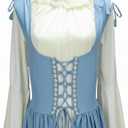 Abaowedding Womens's Medieval Renaissance Costume Cosplay Over Dress (Beige, S)