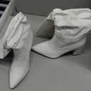 Women's Knee High Boots Pointed Toe Chunky Block Heel Boots Fashion Slouchy Fall Boots For Women (9, White)