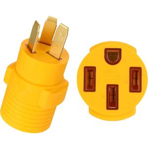 Kanayu 3 Prong Stove Adapter Compatible with NEMA 10-50p to 14-50r Adapter 3 Prong Male Plug to 4 Female Receptacle 50amp Ev Charger Generator Welder Power Cord Connector (Yellow)