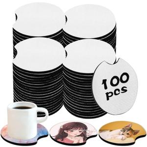 100 PCS Sublimation Blank Car Coasters, 2.75 in Circular Opening Blank Sublimation Coasters for Thermal Sublimation DIY Crafts,Car Coasters.