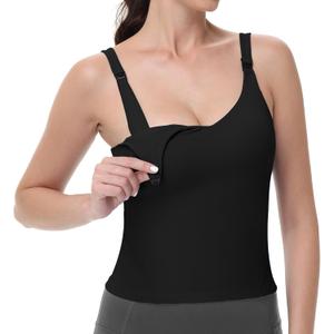 V VOCNI Nursing Tank Tops for Breastfeeding Workout Crop Top Longline Nursing Sport Bra Maternity Bras for Pregnancy (XX-Large, Black)