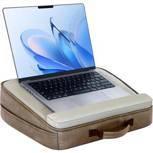 Breathable Laptop Pillow, Ultra Lightweight Lap Desk with Cushion (Beige, Lap Desk with Wrist Rest)