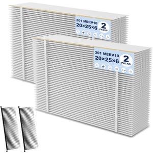201 Replacement Filter MERV 10 Compatible with Aprilaire 2200, 2250, Space Gard 2200 Whole House Air Cleaner Purifiers, 2 Pack 20x25x6 Air Filters and 2 Pack Pleat Spacers