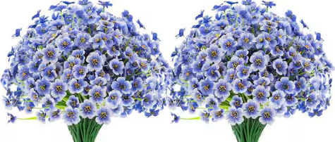 Fake Flowers 13 In Blue White Purple