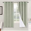 H.VERSAILTEX Linen Blackout Curtains 72 Inches Long 100% Absolutely Blackout Thermal Insulated Textured Linen Look Curtain Draperies Anti-Rust Grommet, Energy Saving with White Liner, 2 Panels, Sage