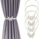 4Pack Aluminum Alloy Spring Design Curtain Tiebacks - Leaf Carving Design Curtain Ties for Drapes - Modern Style Holdbacks (Silver Butterfly) (Sliver Butterfly)