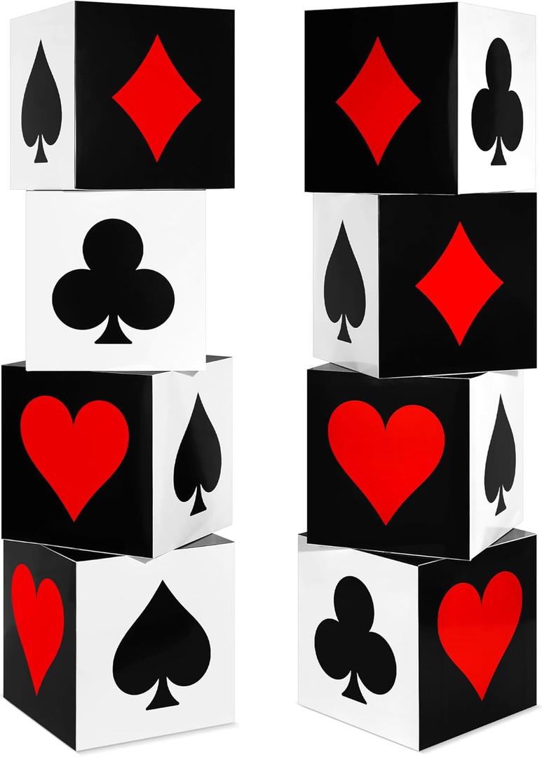 Zhanmai 4 Pcs Casino Party Decorations Las Vegas Game Night Party Supplies Large Poker Favor Goodie Boxes Bulk for Birthday Centerpieces 12 Inch