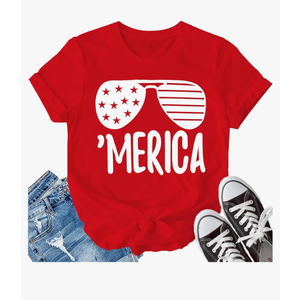 4th of July Shirt for Children American Flag T-Shirt USA Sunglass Patriotic Tee Tops, Size 80