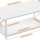 GreenForest Coffee Table for Living Room with Round Corners Farmhouse Style Center Table with Storage Shelf 39 Inch Space Saving Easy Assembly Full White
