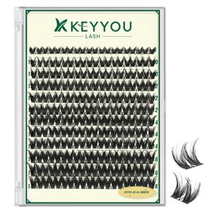 KEYYOULASH Lash Clusters Manga Lash Extension D Curl 120pcs 8-18mm Wispy Eyelash Clusters Natural Volume Eyelash Extensions Individual Lashes DIY at Home(KY01,D-8-18MIX)