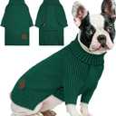 cyeollo Dog Sweater Pullover Turtleneck for Dogs, Classic Knitwear Fall Winter Cold Weather Dog Clothes Warm Pet Apparel Small Medium Large Dog Sweaters, Green, Size: Small