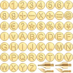 Mixweer 56 Pcs Wood Burning Letters and Numbers Wood Burning Tools with Letter Stamps and Number Tips Symbols for Wooden Burner Craft DIY Embossing Carving