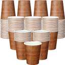 Maxcheck 100 Pcs 9 oz Wood Disposable Cups Brown Western Paper Coffee Cups Rustic Western Themed Party Supplies for Vintage Woodland Farmhouse Birthday Camping Baby Shower Party