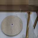 9.8-inch Marble Round Drink Table, Stone Finish Pedestal End Table for Living Room, Weighted Base Small Accent Side Table for Small Space Office - Beige