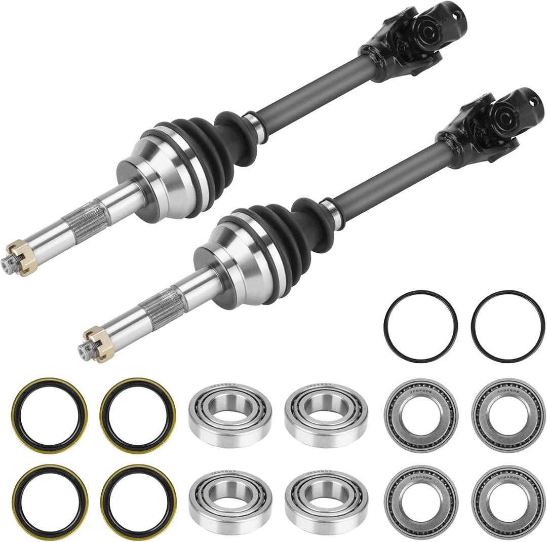 Youxmoto Front CV Axle & Wheel Bearing Kit Fit for Polaris Sportsman 335 400 500 1995-2008; For Scrambler 400 500 1995-2009; For Magnum 325 425 500 (4x4 6x6); For Diesel/Xplorer 99-02; not fits 2x4