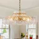 8-Light Modern Water Ripple Glass Chandelier 21.6" Pendant Chandelier Luxury Gold Hanging Lighting for Living Dining Room,Kitchen,Foyer,Entryway,Bedroom,E12 Base