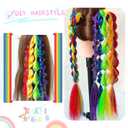Colored Hair Extensions Rainbow Ponytail Extension 2 Packs, 20 inch Crazy Hair Day Accessories for Women, DIY Festival Wacky Rave Braids,Tinsel Mixed
