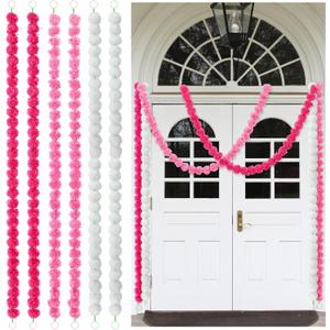 Riceshoot 6 Pcs Breast Cancer Awareness Garland Decorations 30 ft Pink White Marigold Garland Breast Cancer Awareness Month Party Decor for Front Door Fireplace Table Centerpieces(Warm Colors)