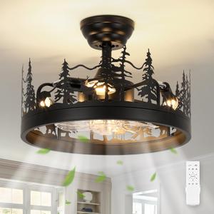 DESOOP Rustic Ceiling Fan with Light, Farmhouse Ceiling Fan with Remote