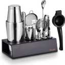 KITESSENSU Boston Shaker Set Mixology Bartender Kit | Premium Cocktail Shaker Kit with Stand Professional Home Bar Tools Accessories: Martini Shaker, Citrus Tools, Fine Mesh Strainers, Muddler, Jigger
