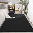 Amearea Large Modern Area Rugs for Bedroom Living Room, 8x10 Feet Black Thickened Memory Foam Rug, Fluffy Indoor Washable Rugs Non Slip Minimalist Carpet for Boys Girls Dorm Nursery Room Decor