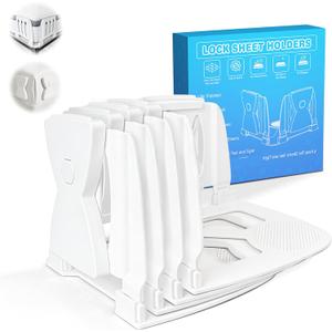 Bed Sheet Holders for Corners, Upgrade Dual-side Locks Keep Firm & Tight, Lock Sheets Holders, Non-slip Sheets Grippers, Heavy Duty Bed Sheet Clips Fits All Mattress Sizes Easy Install