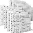 Spampur Peg Board, 8 Pack Metal Pegboard Panels with 50 Hooks, White Pegboards Wall Organizer, Peg Board for Walls Home, Garage Tool Storage, Office Organization, Craft Room,Christmas Gifts (16x12"- 8 Pcs)