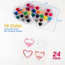ARTLYMERS 24Pack Watercolor Paint Set, 16Colors Heart Water Color Paint Sets for Kids with Paintbrush Washable, Valentines Gifts Art Supplies for Preschool Classroom Party Favor Prizes Exchange