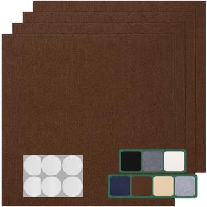 Carpet Tile 20 Pack 24 X 24 Self Adhesive Carpet Floor Tiles Anti-Slip Squares Peel and Stick Floor Tilel DIY Installation for Bedroom(Brown)